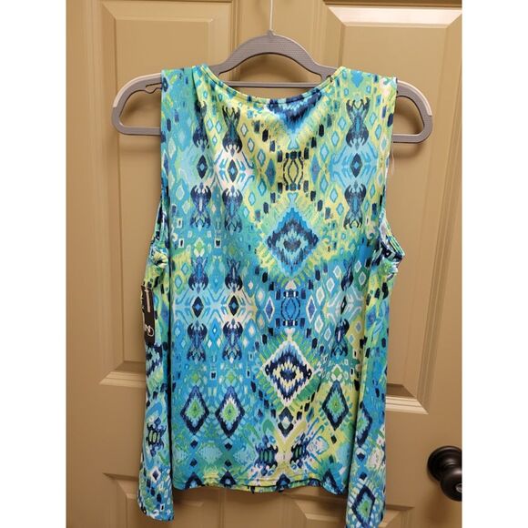 NWT New Directions Pant Suit, Large in Blue/Green Tribal Print - Picture 5 of 10
